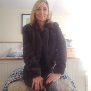 blanc NYC cropped faux fur jacket